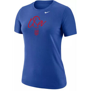 3217 New ~ Nike Women's USWNT 2023 Script Blue Soccer T-Shirt Size L